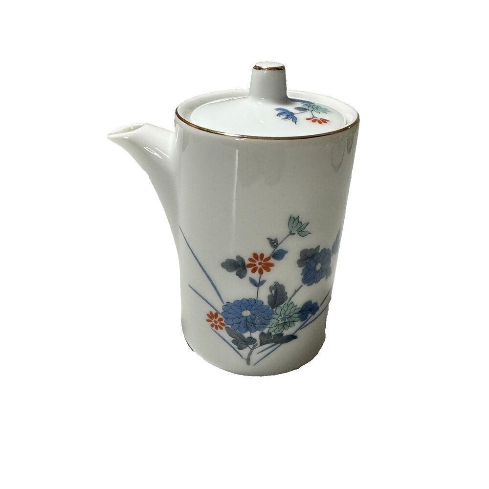 Small Teapot Asian marked blue pottery tea floral Oriental Japan